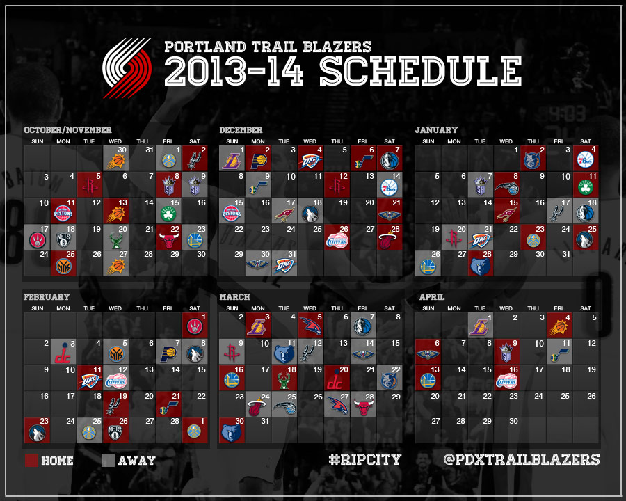 2013 2014 Trail Blazers Schedule SportsTwo